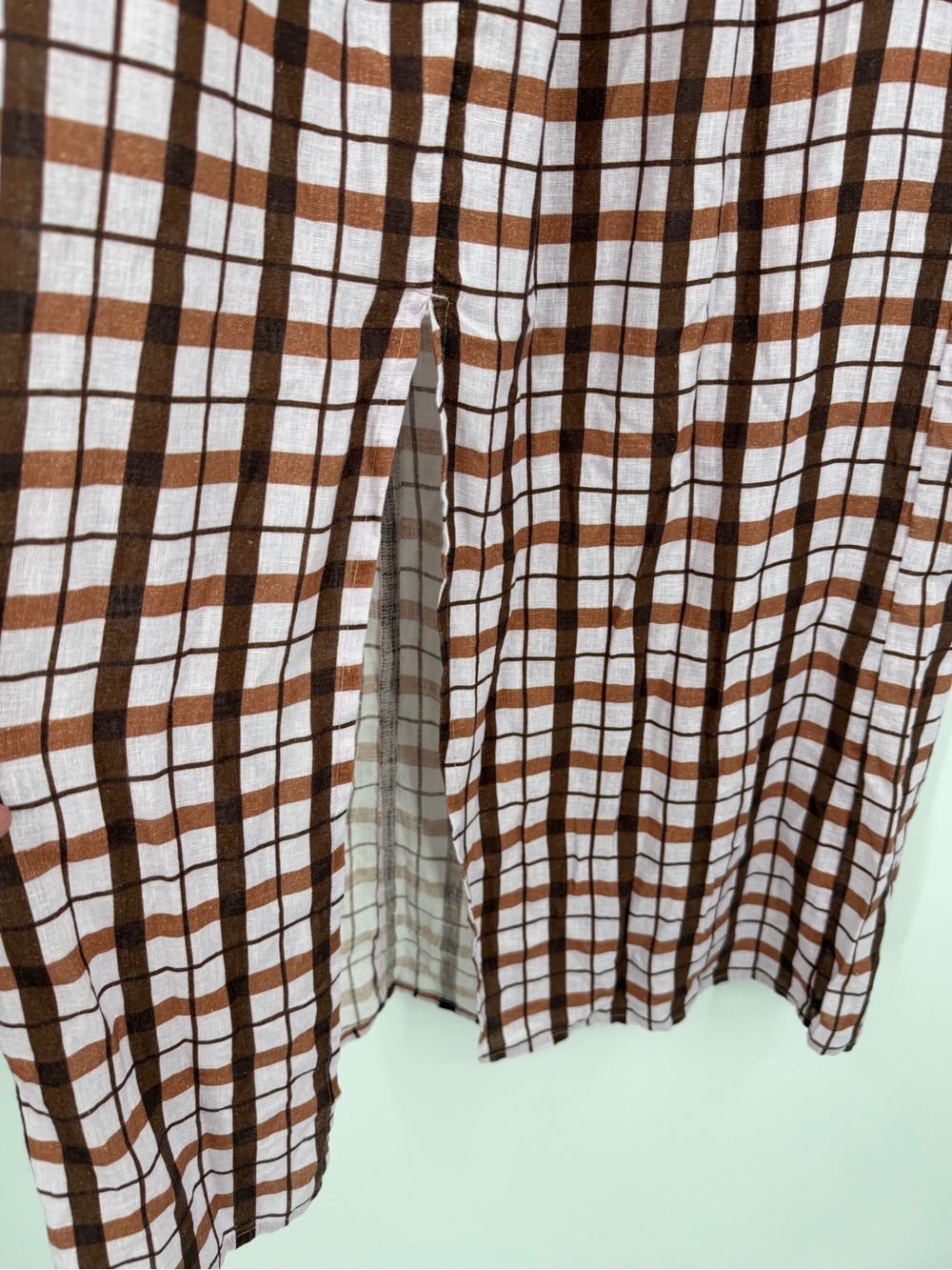 Anthropologie Brown & Cream Plaid Strapless Midi - Picture 4 of 10
